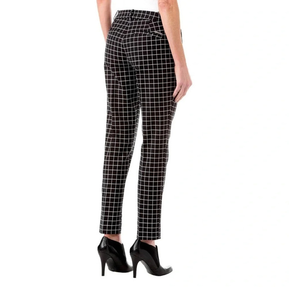 Michael Kors Miranda Trail Windowpane Print Black White Ankle Pant Women Size 8 - Picture 2 of 9